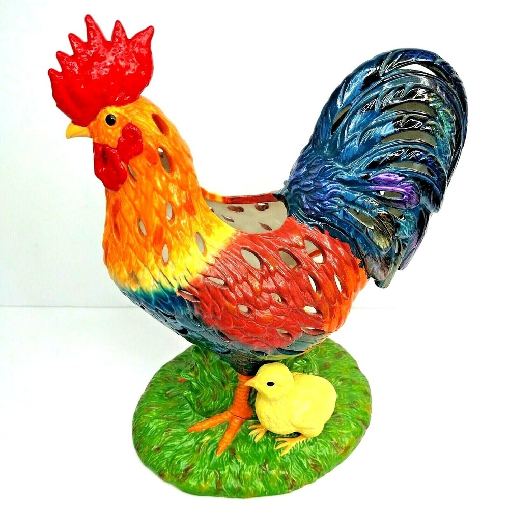 Partylite‎ Large Rooster & Chics Tea Light Holder Country Farmhouse Look NEW - Picture 1 of 7
